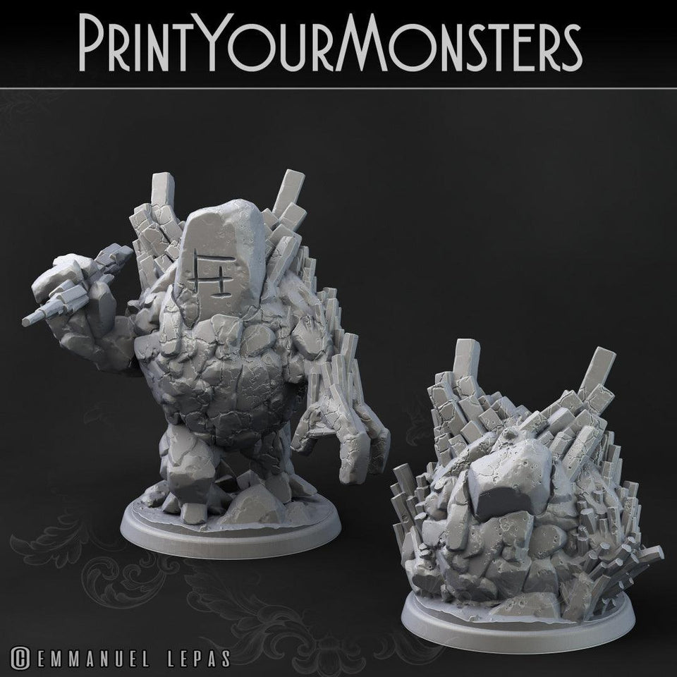 3D Printed Print Your Monsters Gardiens Basalt Earth Elemental Set 28mm - 32mm D&D Wargaming - Charming Terrain