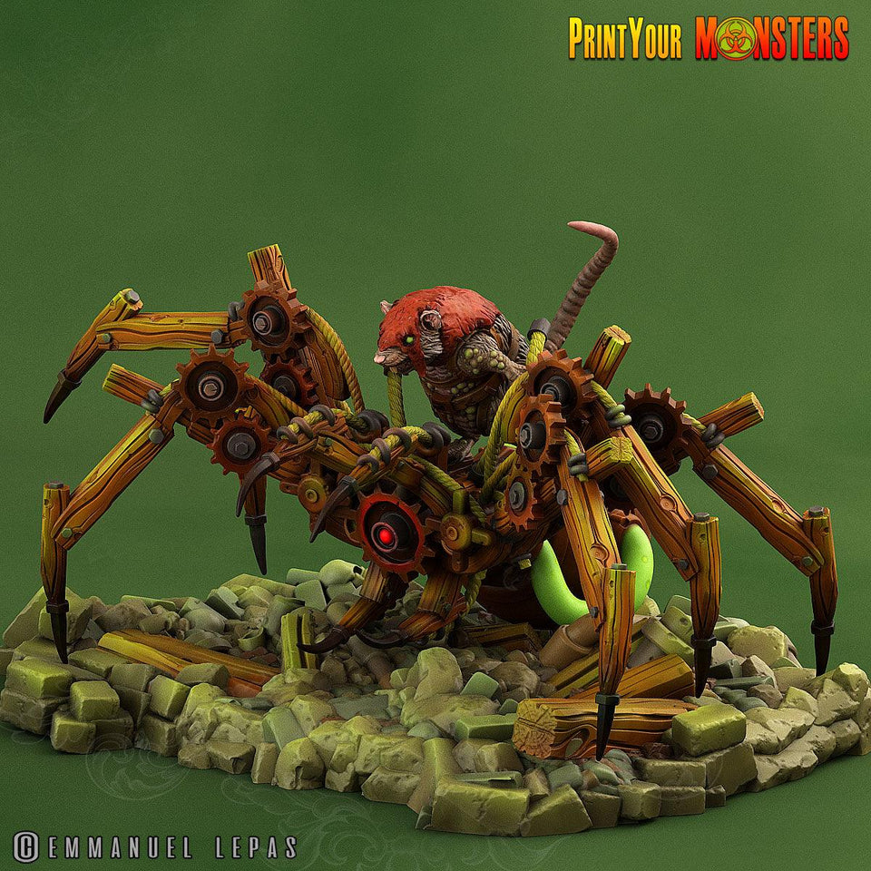 3D Printed Print Your Monsters Giant Mechanic Spiders and Riders The Toxic Rats Domination Set 28mm - 32mm D&D Wargaming - Charming Terrain