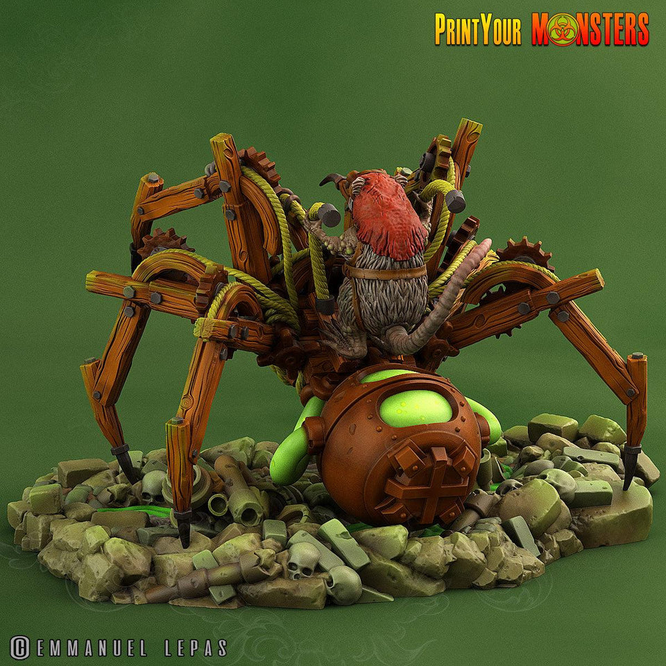 3D Printed Print Your Monsters Giant Mechanic Spiders and Riders The Toxic Rats Domination Set 28mm - 32mm D&D Wargaming - Charming Terrain
