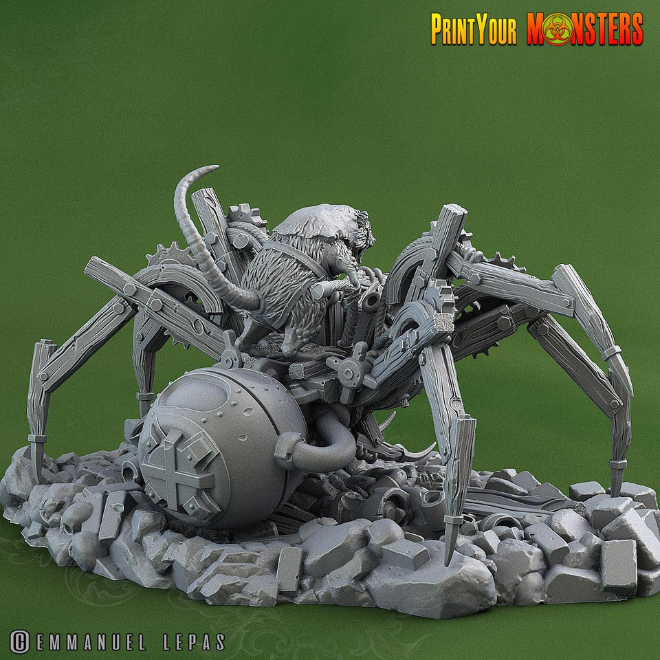 3D Printed Print Your Monsters Giant Mechanic Spiders and Riders The Toxic Rats Domination Set 28mm - 32mm D&D Wargaming - Charming Terrain