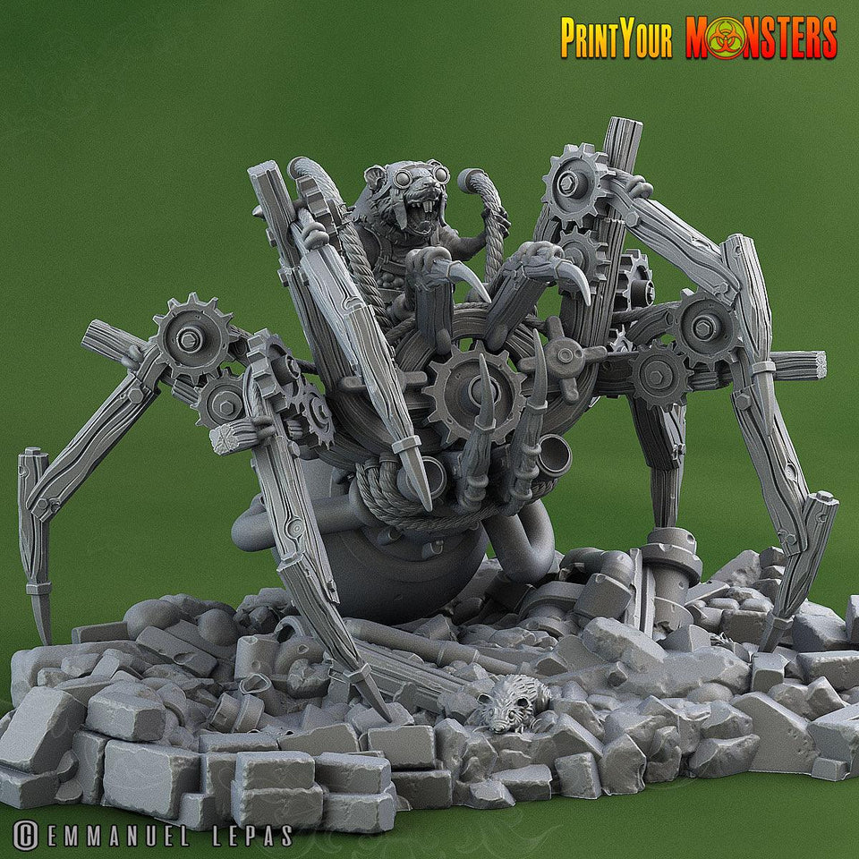 3D Printed Print Your Monsters Giant Mechanic Spiders and Riders The Toxic Rats Domination Set 28mm - 32mm D&D Wargaming - Charming Terrain