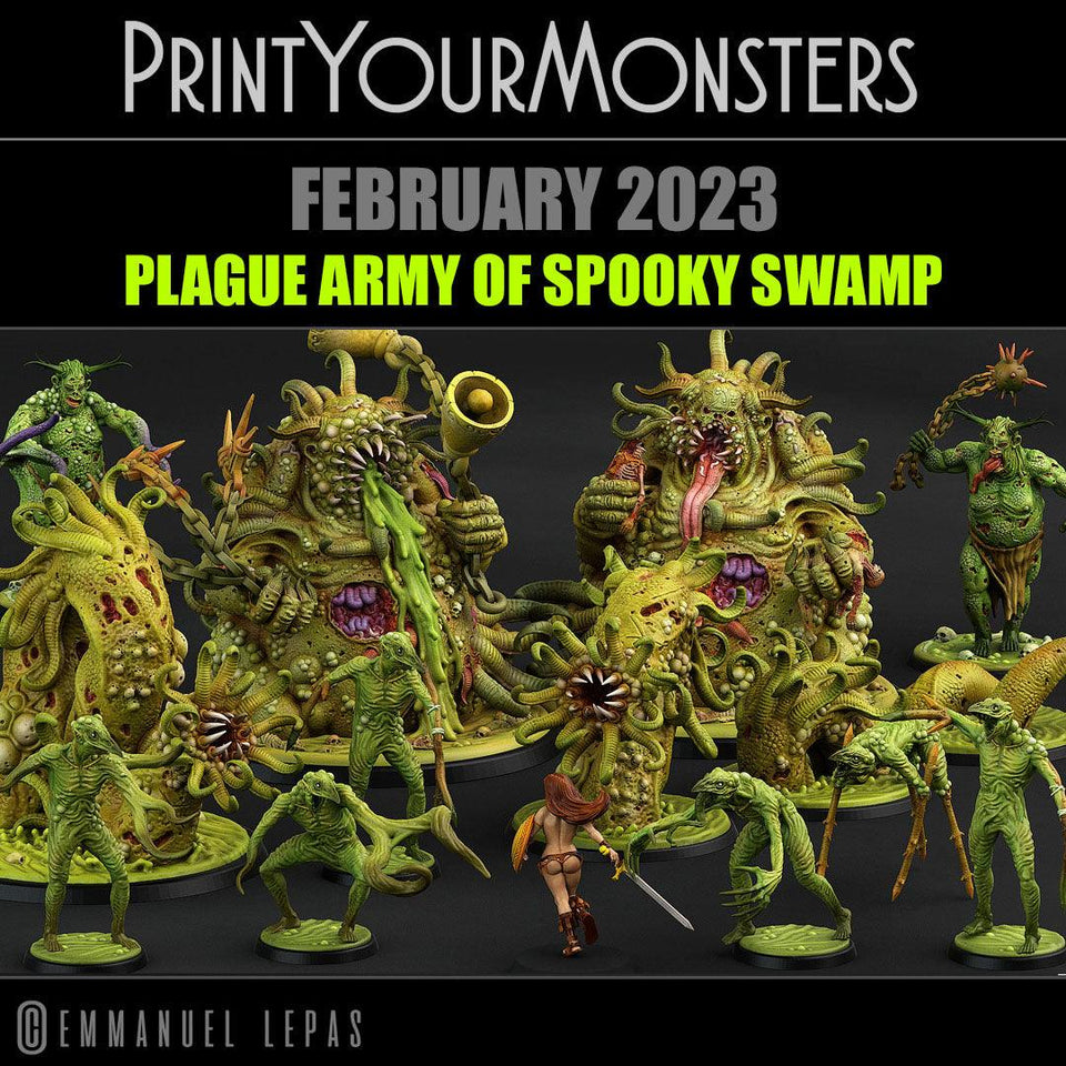 3D Printed Print Your Monsters Plague Men Plague Army Of Spooky Swamp Set 28mm - 32mm D&D Wargaming - Charming Terrain
