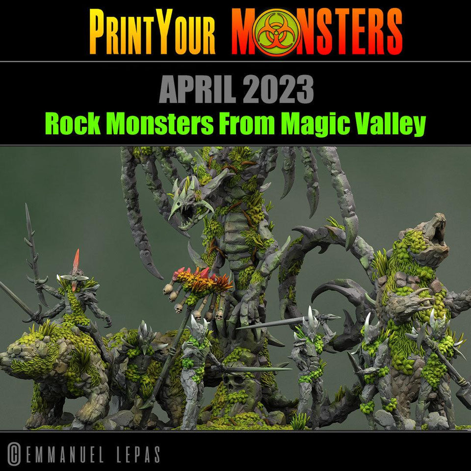 3D Printed Print Your Monsters Rock Soldiers Rock Monsters From Magic Valley Set 28mm - 32mm D&D Wargaming - Charming Terrain