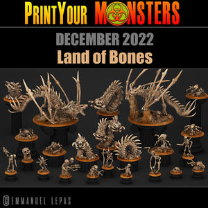 3D Printed Print Your Monsters Screaming Bone Dragon Land of Bones Set 28mm - 32mm D&D Wargaming - Charming Terrain