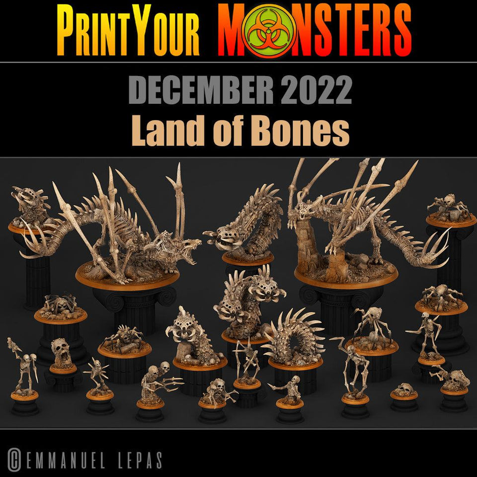 3D Printed Print Your Monsters Screaming Bone Dragon Land of Bones Set 28mm - 32mm D&D Wargaming - Charming Terrain