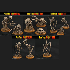 3D Printed Print Your Monsters Skeletons Land of Bones Set 28mm - 32mm D&D Wargaming - Charming Terrain