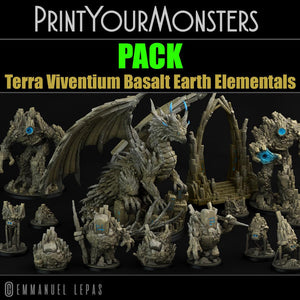 3D Printed Print Your Monsters Terranids Basalt Earth Elemental Set 28mm - 32mm D&D Wargaming - Charming Terrain