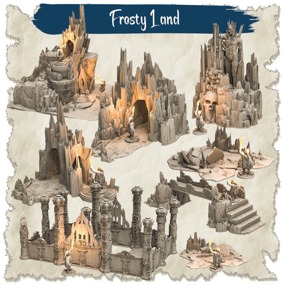 3D Printed SAWANT3D Frosty Land Set 28 32mm Ragnarok d&d - Charming Terrain
