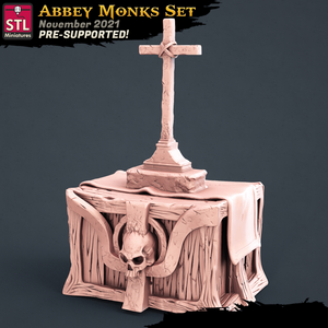 3D Printed STL Miniatures Abbey Monks Set 28 - 32mm War Gaming D&D - Charming Terrain