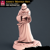 3D Printed STL Miniatures Abbey Monks Set 28 - 32mm War Gaming D&D - Charming Terrain