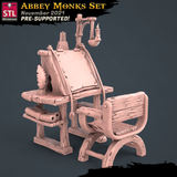 3D Printed STL Miniatures Abbey Monks Set 28 - 32mm War Gaming D&D - Charming Terrain