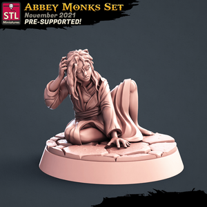 3D Printed STL Miniatures Abbey Monks Set 28 - 32mm War Gaming D&D - Charming Terrain