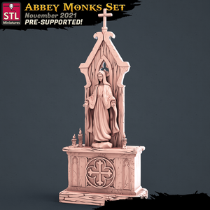 3D Printed STL Miniatures Abbey Monks Set 28 - 32mm War Gaming D&D - Charming Terrain