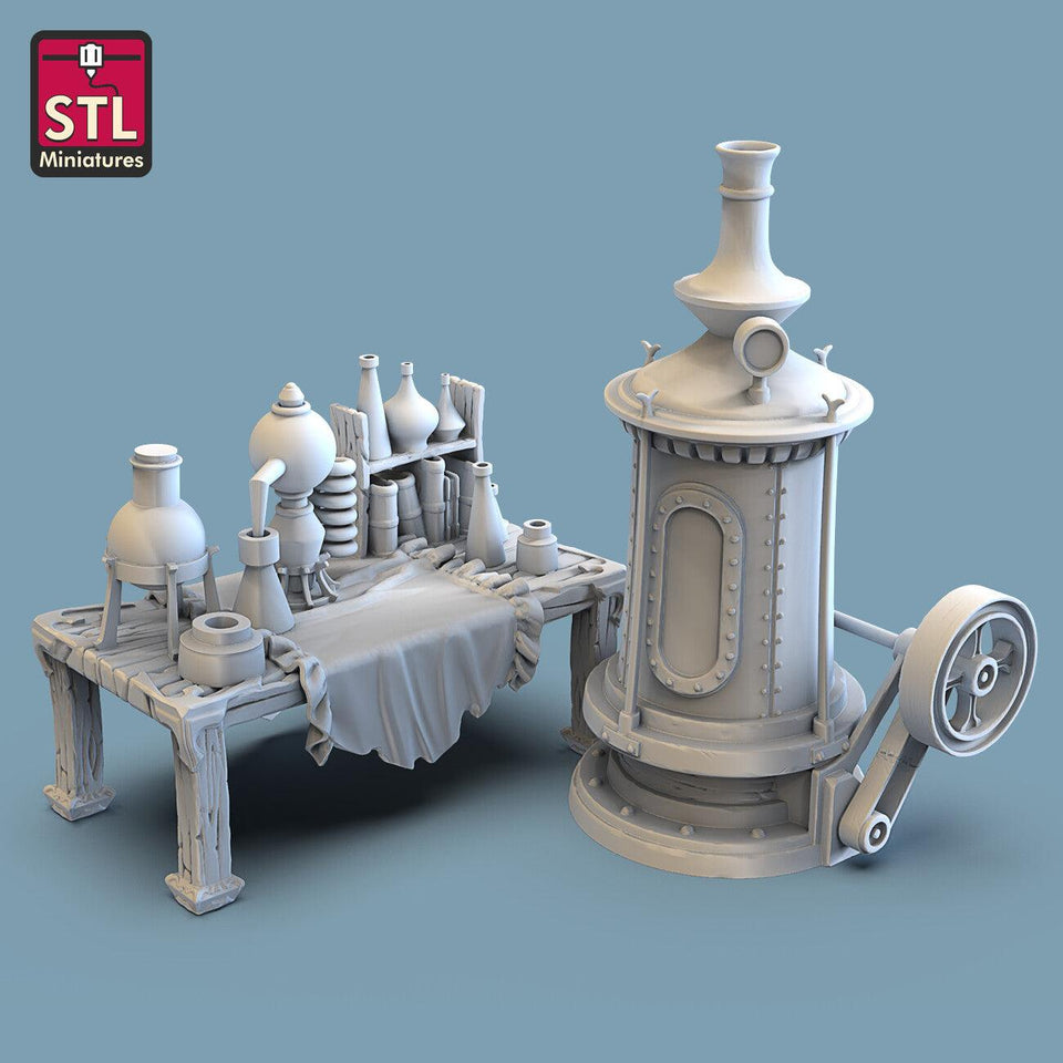 3D Printed STL Miniatures Alchemist Lab 28 - 32mm War Gaming D&D - Charming Terrain