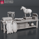 3D Printed STL Miniatures Antique Shop Set 28 - 32mm War Gaming D&D - Charming Terrain