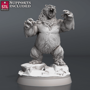 3D Printed STL Miniatures Bears Set 28 - 32mm War Gaming D&D - Charming Terrain