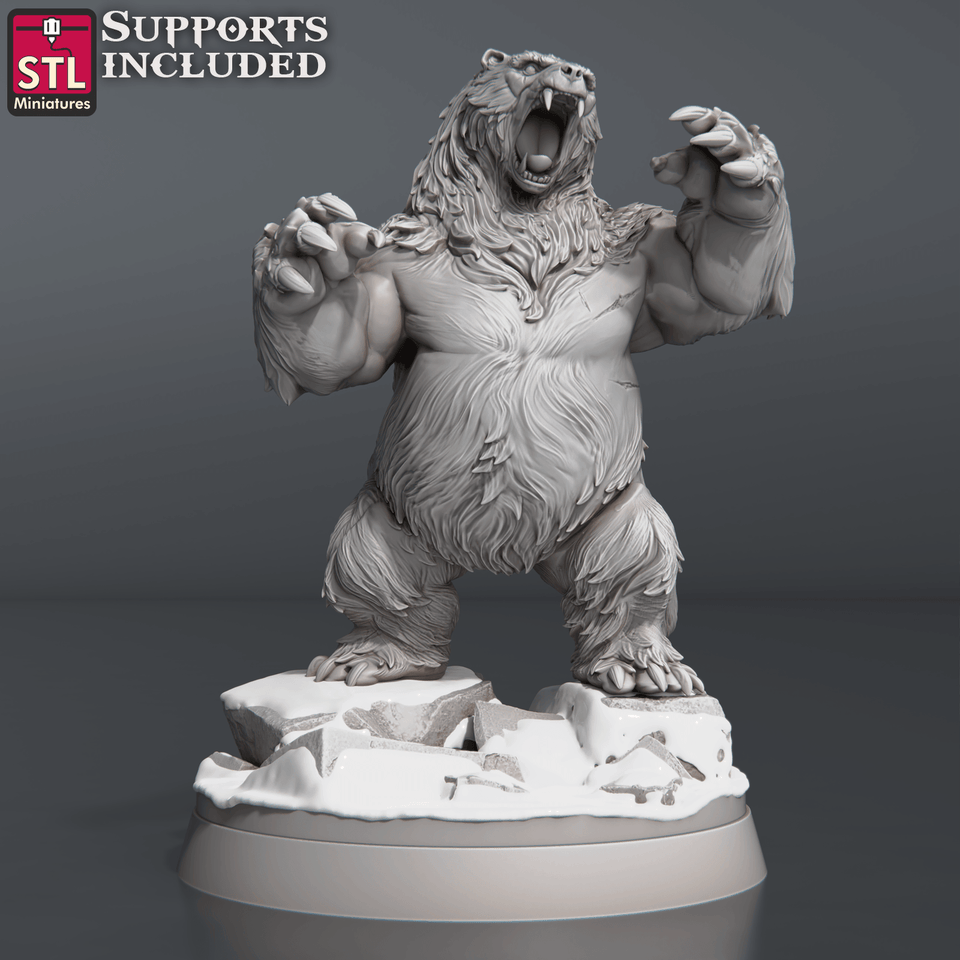 3D Printed STL Miniatures Bears Set 28 - 32mm War Gaming D&D - Charming Terrain