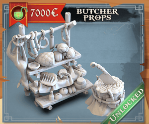 3D Printed STL Miniatures Butcher Props 28 - 32mm War Gaming D&D - Charming Terrain