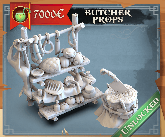3D Printed STL Miniatures Butcher Props 28 - 32mm War Gaming D&D - Charming Terrain