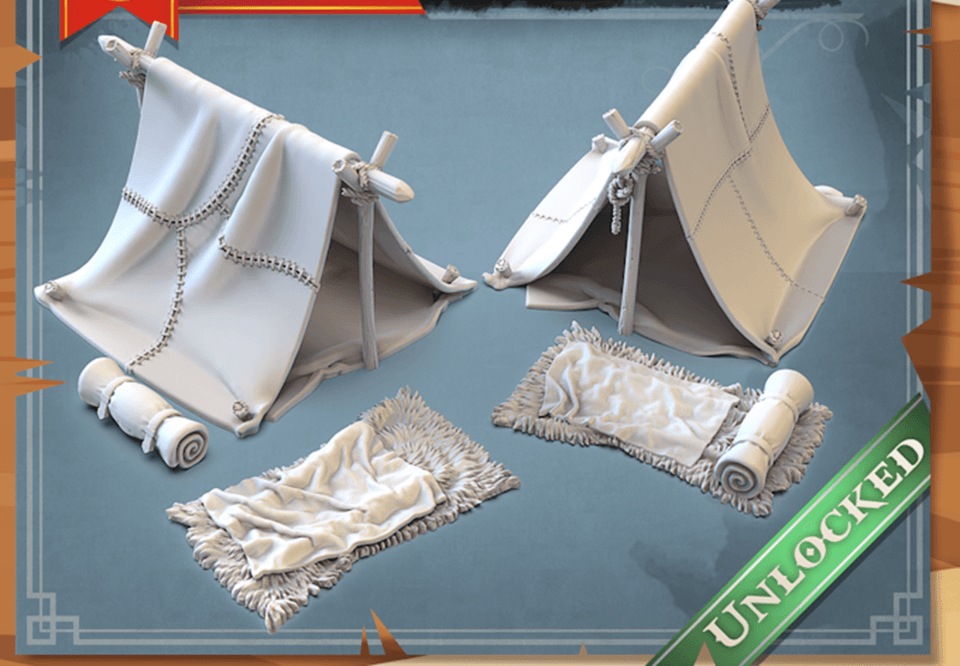 3D Printed STL Miniatures Camp Props 28 - 32mm War Gaming D&D - Charming Terrain