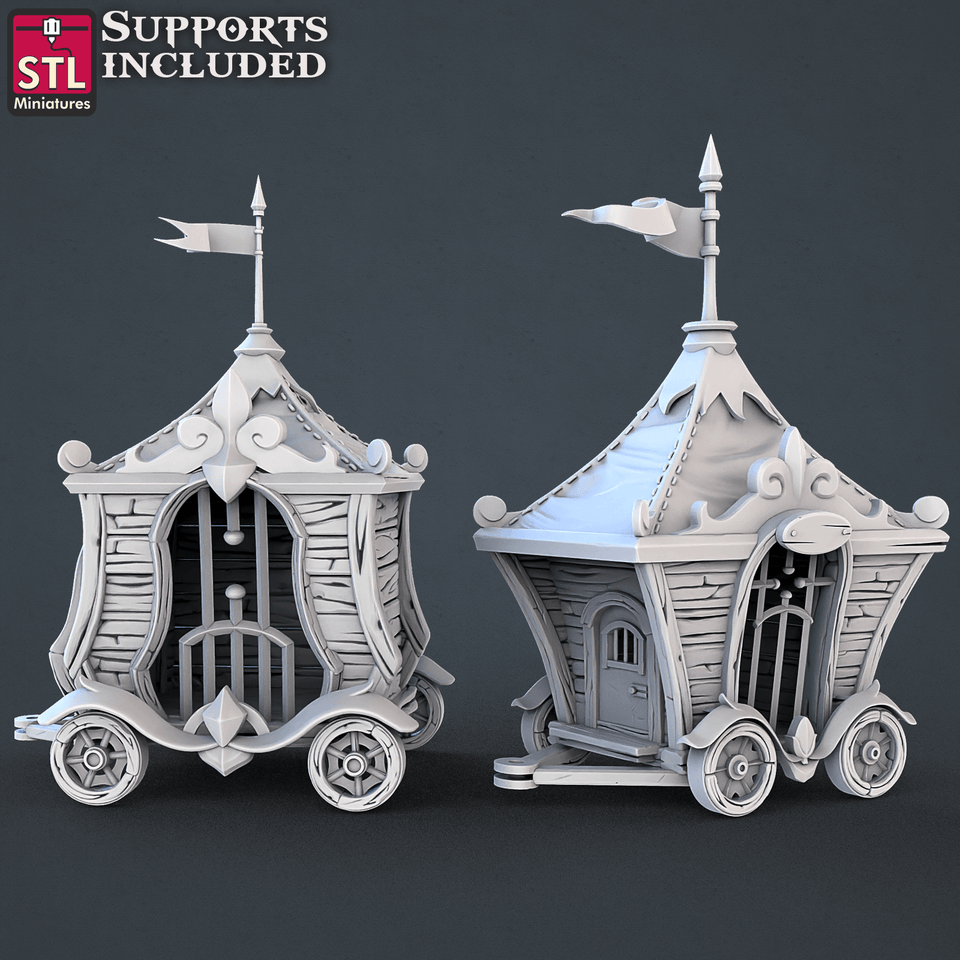 3D Printed STL Miniatures Carnival Vol 2 Set | 28 - 32mm War Gaming D&D - Charming Terrain