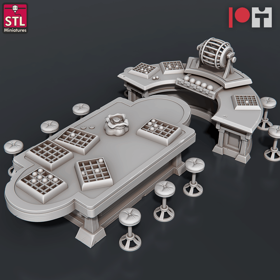 3D Printed STL Miniatures Casino 28 - 32mm War Gaming D&D - Charming Terrain