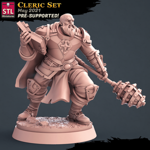 3D Printed STL Miniatures Cleric Set 28 - 32mm War Gaming D&D - Charming Terrain