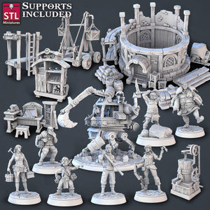 3D Printed STL Miniatures Constructors Set 28 - 32mm War Gaming D&D - Charming Terrain