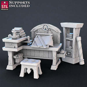 3D Printed STL Miniatures Constructors Set 28 - 32mm War Gaming D&D - Charming Terrain