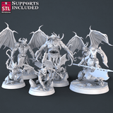 3D Printed STL Miniatures Demons Set | 28 - 32mm War Gaming D&D - Charming Terrain
