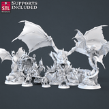 3D Printed STL Miniatures Dragon Hunters Set | 28 - 32mm War Gaming D&D - Charming Terrain