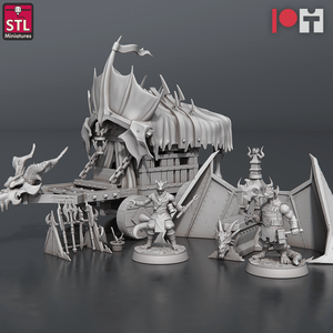 3D Printed STL Miniatures Dragonborn Blacksmith Set 28 - 32mm War Gaming D&D - Charming Terrain
