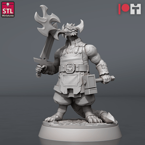 3D Printed STL Miniatures Dragonborn Blacksmith Set 28 - 32mm War Gaming D&D - Charming Terrain