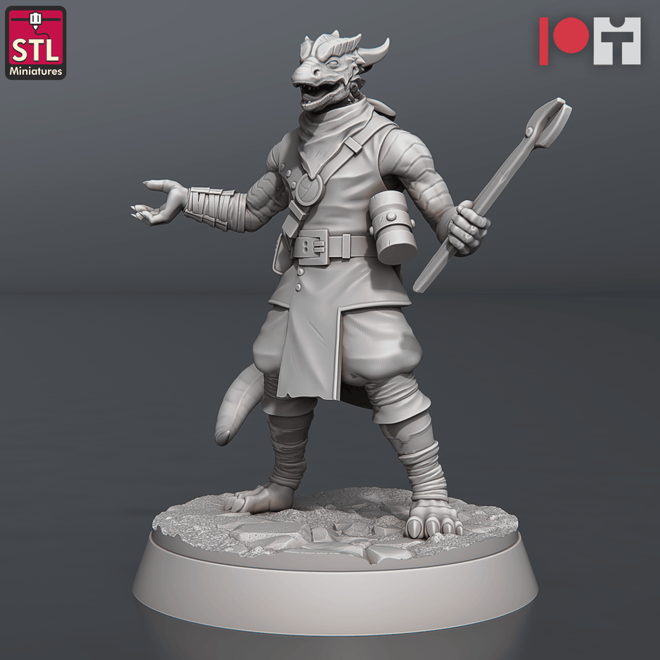 3D Printed STL Miniatures Dragonborn Blacksmith Set 28 - 32mm War Gaming D&D - Charming Terrain