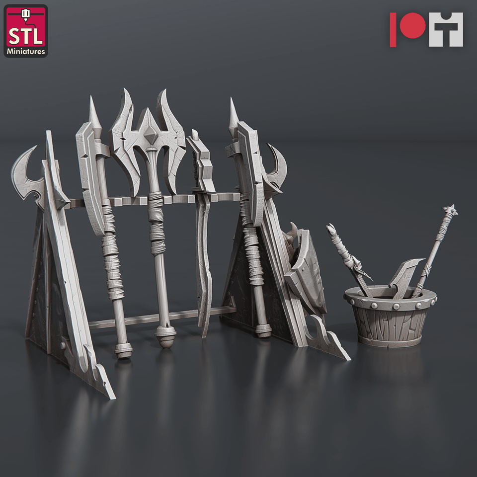 3D Printed STL Miniatures Dragonborn Blacksmith Set 28 - 32mm War Gaming D&D - Charming Terrain