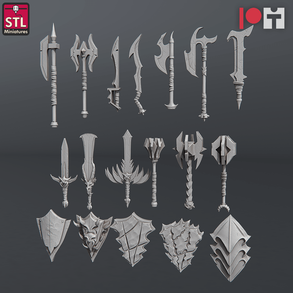 3D Printed STL Miniatures Dragonborn Blacksmith Set 28 - 32mm War Gaming D&D - Charming Terrain