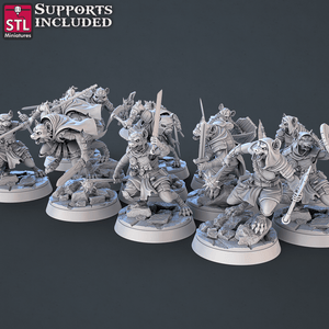 3D Printed STL Miniatures Gnoll Set 28mm - 32mm War Gaming D&D - Charming Terrain