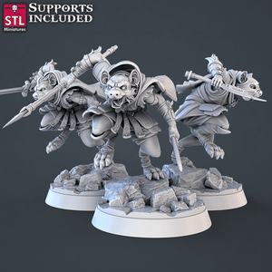 3D Printed STL Miniatures Gnoll Set 28mm - 32mm War Gaming D&D - Charming Terrain