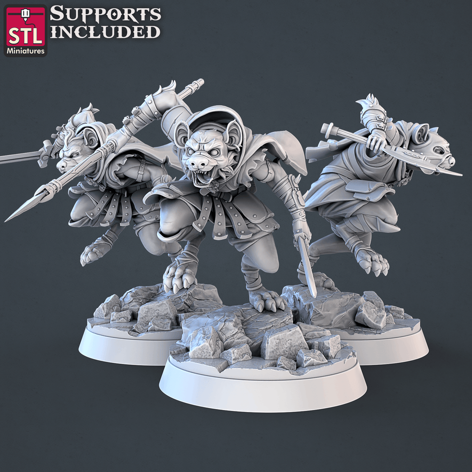 3D Printed STL Miniatures Gnoll Set 28mm - 32mm War Gaming D&D - Charming Terrain