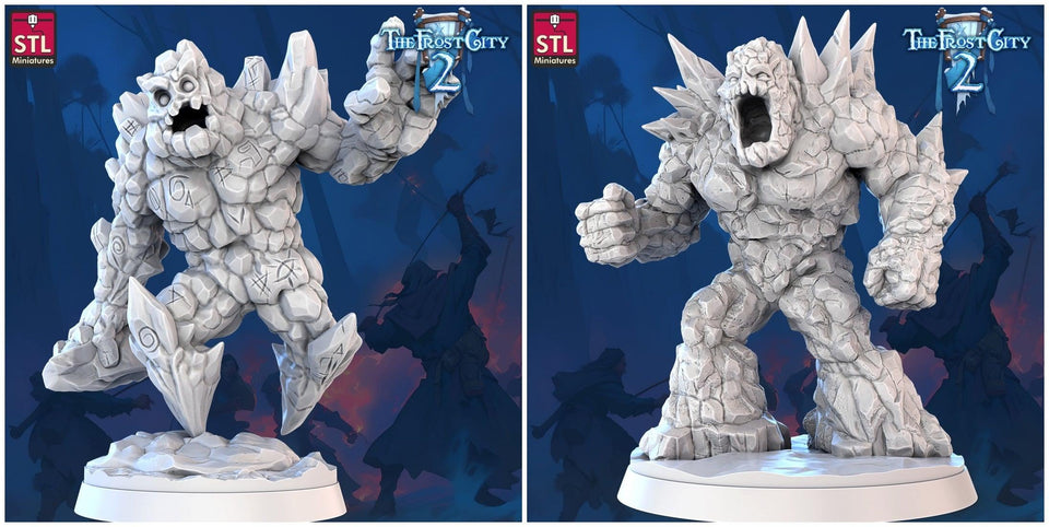 3D Printed STL Miniatures Granite Golems The Frost City 2 28 - 32mm War Gaming D&D - Charming Terrain
