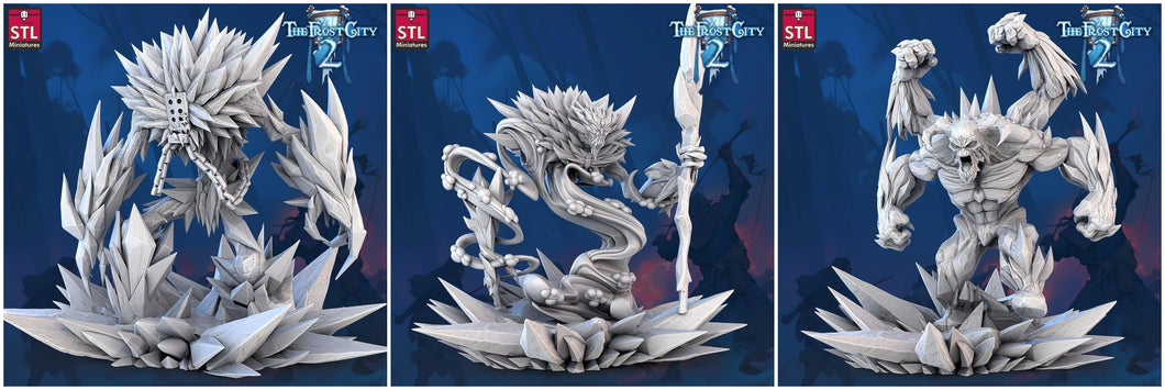 3D Printed STL Miniatures Ice Elementals 28 - 32mm War Gaming D&D - Charming Terrain