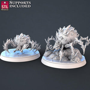 3D Printed STL Miniatures Ice Spiders | 28 - 32mm War Gaming D&D - Charming Terrain