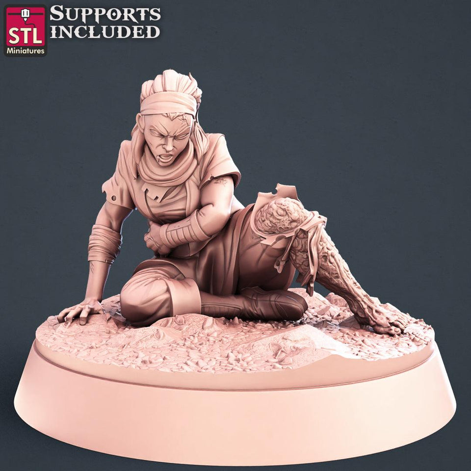 3D Printed STL Miniatures Injured Villagers Set 28 - 32mm War Gaming D&D - Charming Terrain