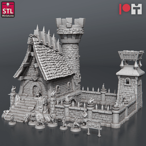 3D Printed STL Miniatures Jail Set 28 - 32mm War Gaming D&D - Charming Terrain
