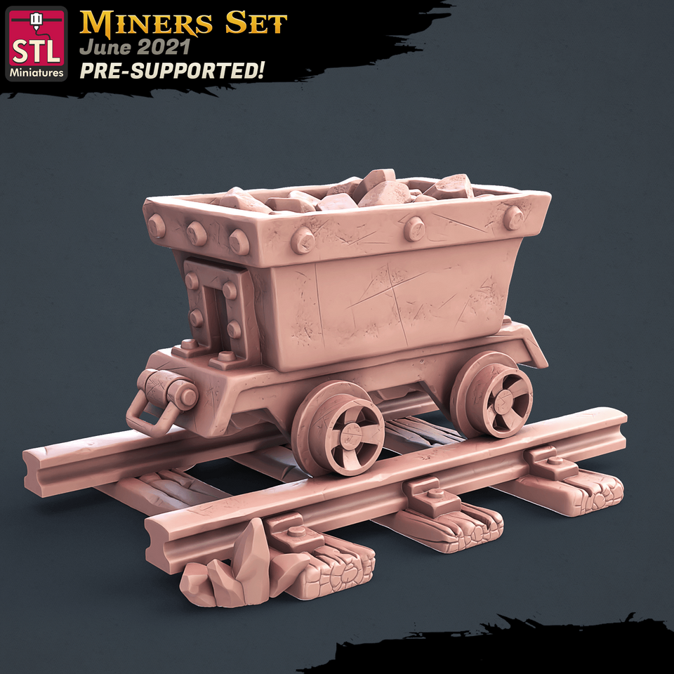 3D Printed STL Miniatures Miners Set 28 - 32mm War Gaming D&D - Charming Terrain