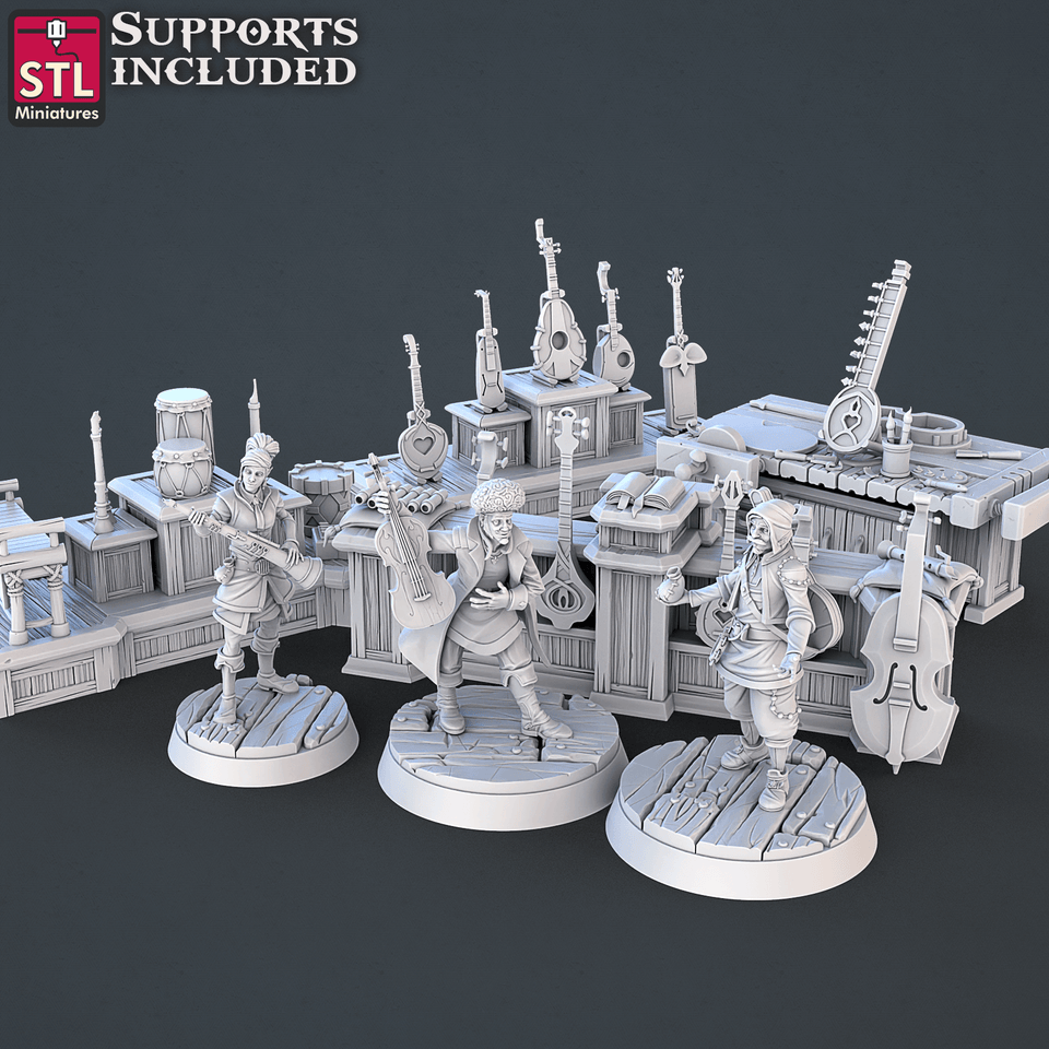 3D Printed STL Miniatures Music Store Set | 28 - 32mm War Gaming D&D - Charming Terrain