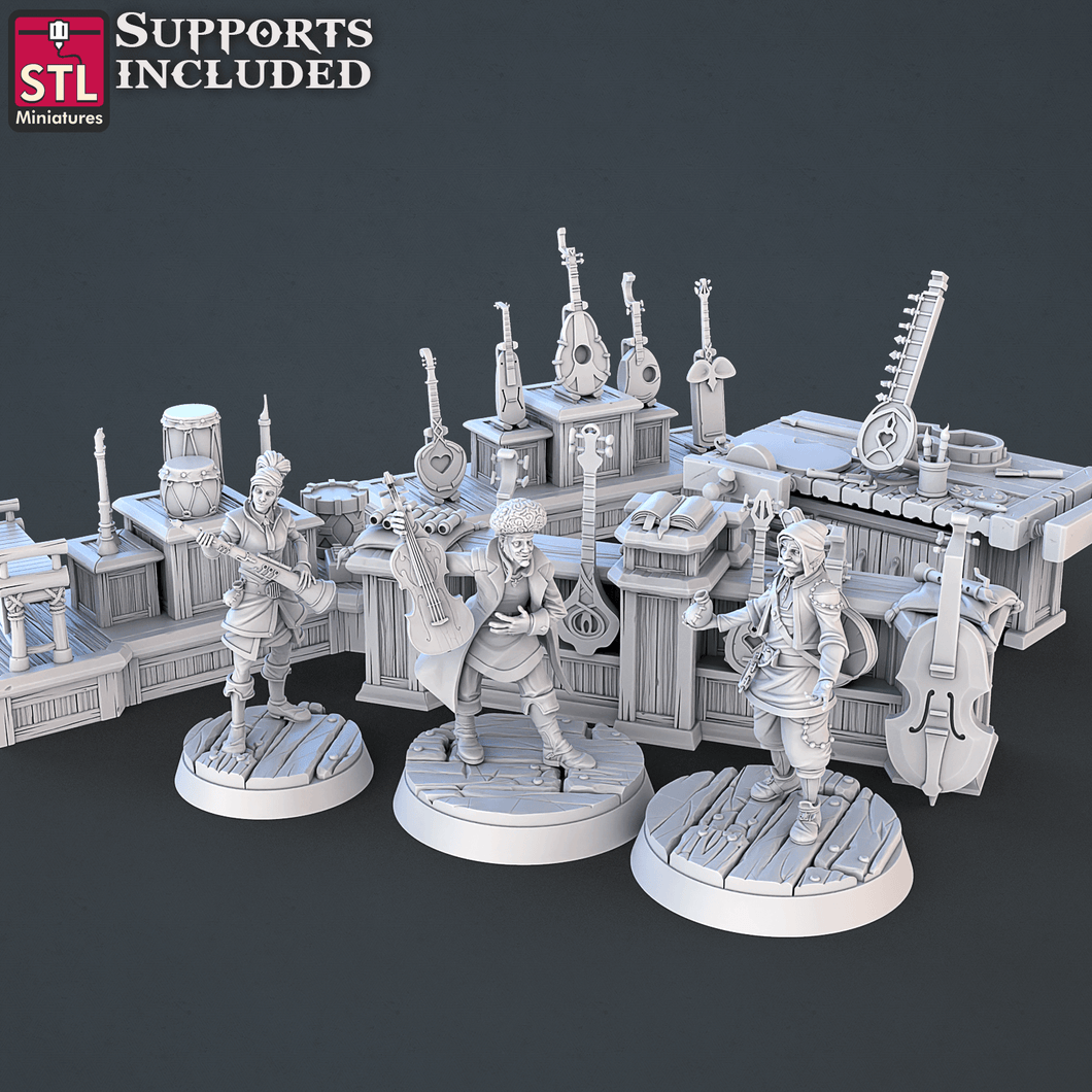 3D Printed STL Miniatures Music Store Set | 28 - 32mm War Gaming D&D - Charming Terrain