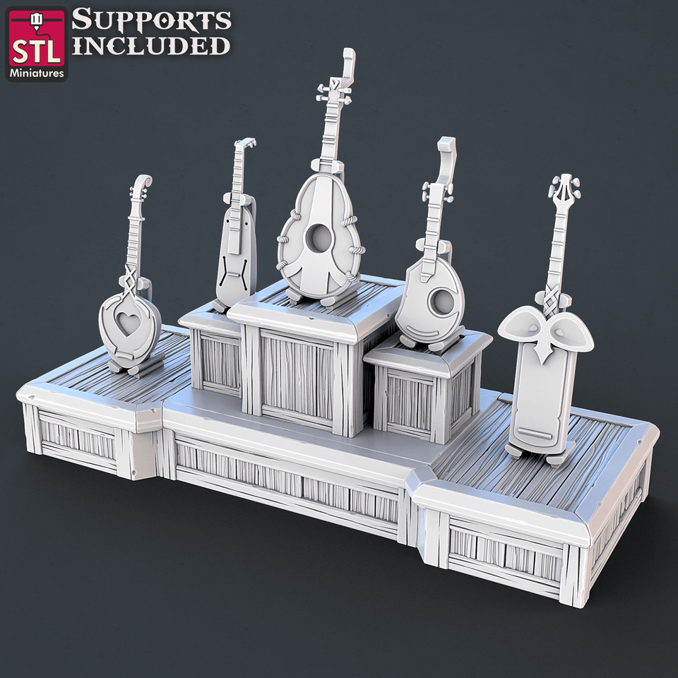 3D Printed STL Miniatures Music Store Set | 28 - 32mm War Gaming D&D - Charming Terrain