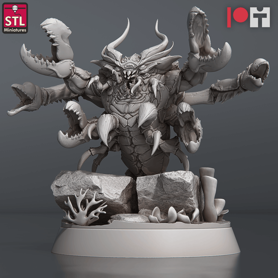 3D Printed STL Miniatures NeverDawn Dark Waters Crabs Set 28 - 32mm War Gaming D&D - Charming Terrain