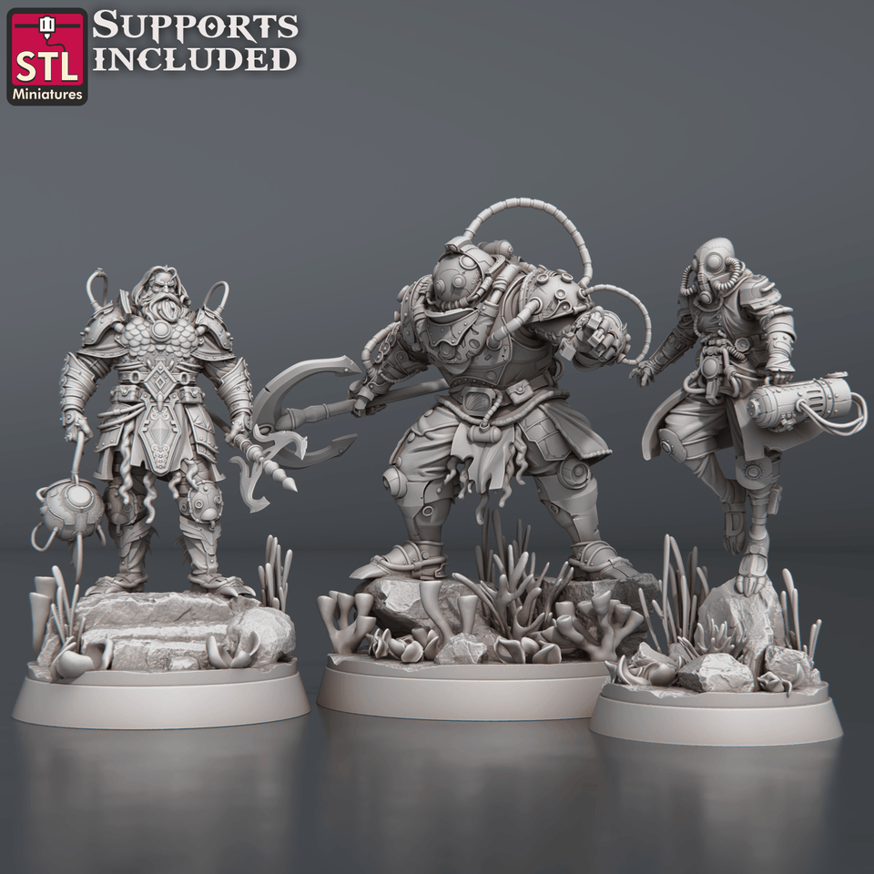 3D Printed STL Miniatures NeverDawn Dark Waters Set 28 - 32mm War Gaming D&D - Charming Terrain